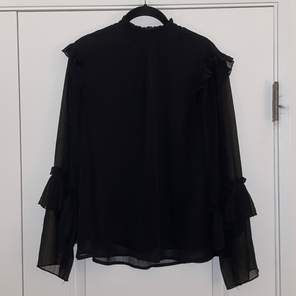 Bobeau Ruffle Sleeve Blouse - Size Small - Color Black - Picture 5 of 6